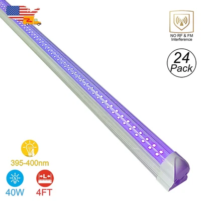24件装UV Led黑色灯具48英寸40W 4英尺管圣诞装饰照明 — 第 1/4 张图片