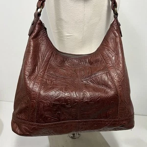 Bolso de Hombro AMERICAN LEATHER CO. Marrón Estampado Floral Tooled Marrón Oscuro - Imagen 1 de 13