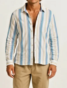Tommy Bahama Mens XXL 100% PIMA COTTON Shirt Striped Nautical Casual Button Down - Picture 1 of 24
