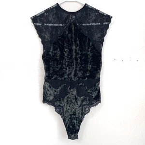 Victoria's Secret Velvet Lace Thong Bodysuit Womens Small Cutout Back Sexy Party - Picture 1 of 12