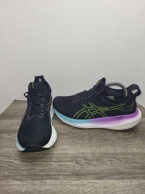 Asics Gel Nimbus 25 Black Purple Womens Cushioned Running Shoes Sneakers Sz 9.5 - Image 1 of 4