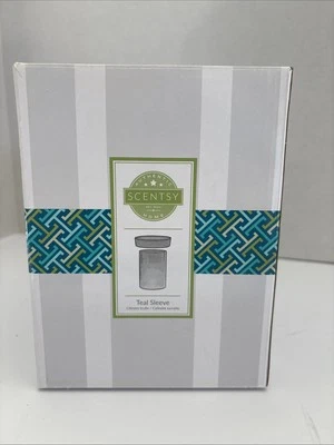 Funda de vidrio Scentsy verde azulado #41766 con bandeja calentador caja abierta Foto 1 de 4