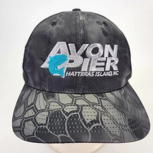 Avon Pier Hat Cap Hatteras Island NC Fish Camo Snapback Trucker Black Gray - Picture 1 of 7