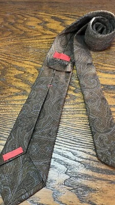 Corbata Isaia Paisley tonos tierra seda lana 7 pliegues Foto 1 de 4
