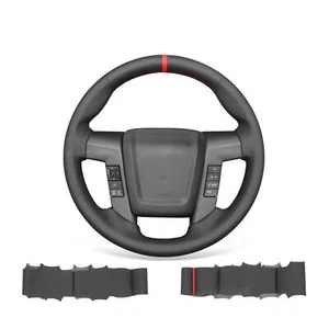 Black PU Leather Steering Wheel Cover for Ford F-150 F150 Raptor 2010 2011-2014 - Picture 1 of 9