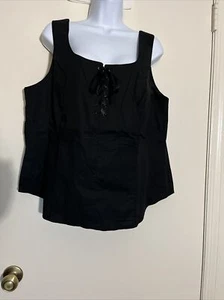 Woman’s AVENUE Black fitted sleeveless bodice w/laced front closure sz 18/20  - Picture 1 of 5