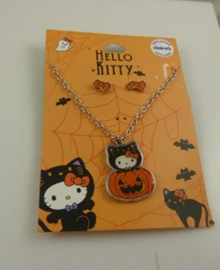 Sanrio Hello Kitty Pendientes Collar Pendientes Set Calabaza Tema Halloween - Imagen 1 de 3