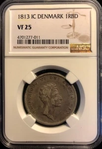 DENMARK - Frederick VI - One Rigsbankdaler 1813 IC - KM-683.2 - NGC VF-25 - Picture 1 of 2