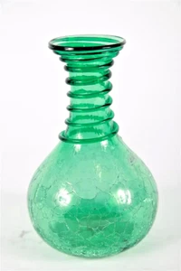 Blenko, Handcraft Blue/Green Crackle Vase artist signed swirl design - Picture 1 of 7