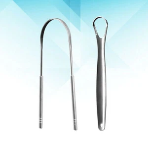 Zungenreiniger, Zungenschaber aus Edelstahl Tongue Scraper Set Zunge Pinsel - Bild 1 von 12