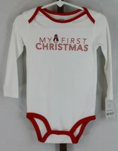 Carters Baby Unisex weiß rot Urlaub Grafik 1 Stück Langarm T-Shirt 18 Monate NEU - Bild 1 von 5