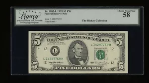 DBR 1995 $5 San Francisco Fr. 1985-L Legacy 58 Serial L14297769H - Picture 1 of 2