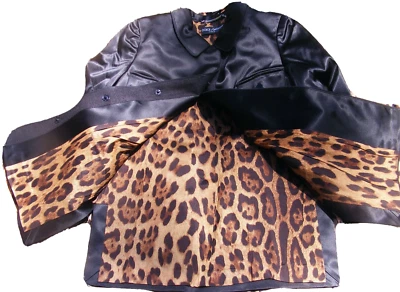 CHAQUETA BLAZER DOLCE & GABBANA satinada forro estampado leopardo, talla: M- IT 42 Foto 1 de 4