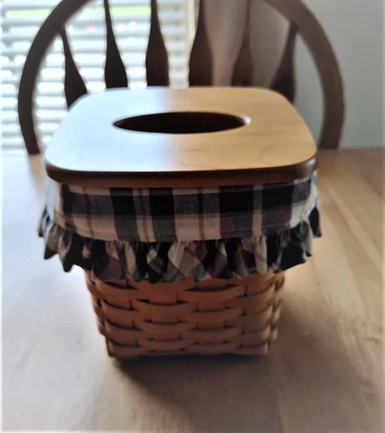 LONGABERGER TISSUE BASKET, 2001, BASKET, LINER, PROTECTOR, LID, CARD Cover