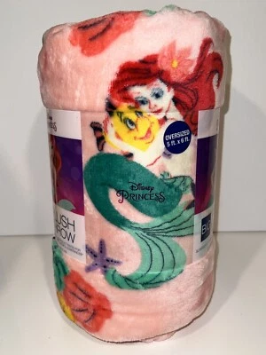 Disney Princess Ariel The Little Mermaid Plush Throw Blanket 5ft x 6ft Soft NEW - Image 1 of 4