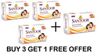 3 Pcs Santoor Sandal Almond Soft Milk Bath Soap 100 Gram BUY 3 GET 4 Best Offer