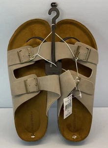 Falls Creek Mens Double Buckle Sandals Size L 10/11 Taupe Support Adjustable New - Picture 1 of 6