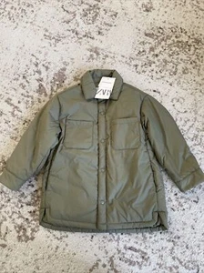 New zara boys light khaki Green padded overshirt Jacket Coat size 3-4 Years - Picture 1 of 6