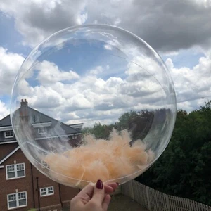 Palloncini rotondi BoBo a bolle trasparenti nuovi 24" pieni di piume arancio pesca - Foto 1 di 1