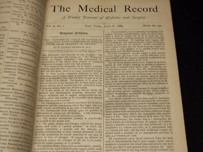 1889 JULY-DECEMBER THE MEDICAL RECORD WEEKLY JOURNAL BOUND VOLUME - KD 6132A Foto 1 de 4