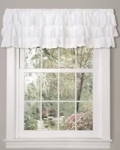 Lush Decor One Valance Belle 18x84 pollici poliestere bianco - Foto 1 di 9