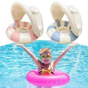 Galleggiante piscina bambino anello nuoto gonfiabile con tettuccio parasole g6kk - Foto 1 di 15