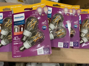 6X2PK Philips Warm Glow 40W Equivalent Soft White A15 E17 Base Dimmable LED Bulb - Picture 1 of 6