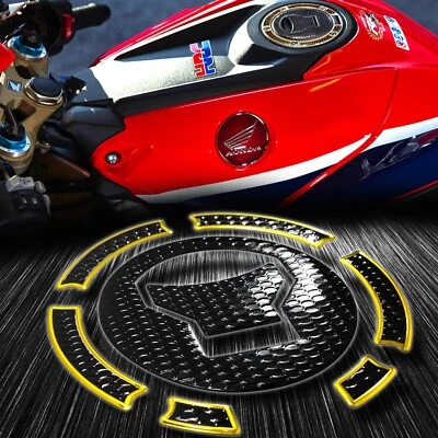 Almohadilla protectora de tapa de combustible para tanque de gasolina para CB 500 1000 F/X/CBR 650 cromado dorado + negro Foto 1 de 4