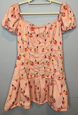 Vestido Finders Keepers Tutti Frutti Médio 6 Rosa Pêssegos Manga Curta Puff - Imagem 1 de 4