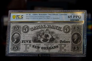 $5 1840S REMINDER -NEW ORLEANS , LOUSIANA GEM UNCIRCULATED PGCS 65 PPQ - Picture 1 of 2