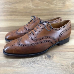 Crockett & Jones Oxford vintage US 10,5 E piumino alare in pelle marrone UK 9,5 - Foto 1 di 11