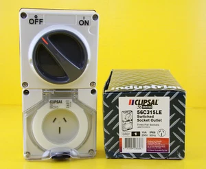 Clipsal 56C315LE Switched Socket Outlet 15A 240V Single Phase (LESS ENCLOSURE) - Picture 1 of 9