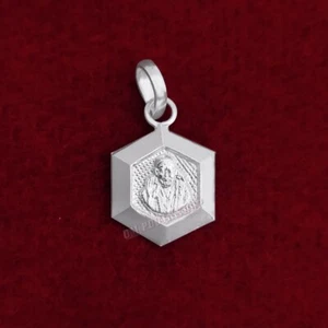 Saibaba Hexagon Shape Designer Pendant in Silver Ompoojashop - Picture 1 of 2