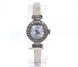 Vintage Ladies EMEWO 17 Jewel RUBIS INCABLOC Winding Watch w/ Halo Bezel - Picture 1 of 8