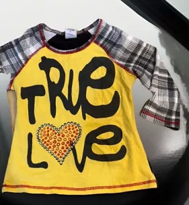 Vintage Girl Yellow Rhinestone Heart Shirt Size 5 - Picture 1 of 5