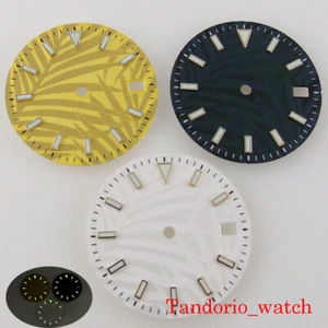 Tandorio 29mm Green Gold White Sterile Watch Dial For NH35 Leaf Pattern Luminous - Picture 1 of 13