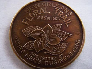 1969-70 NEW ORLEANS FLORAL TRAIL ANTIQUE BRONZE SUGAR BOWL DOUBLOON - Picture 1 of 2