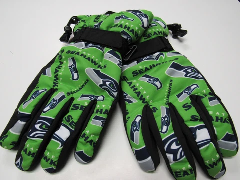 Seattle Seahawks NFL Size Small Med Winter Ski Gloves Tailgate Game Mens Green Cover