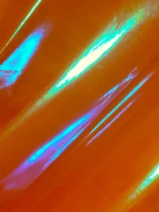 Tangerine Orange Unicorn Hologram Fabric Reflective Latex PVC Barbie 80's doll - Picture 1 of 3