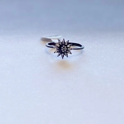 Violet crystal, white CZ, size 10, 18k black gold, Fragrant Jewels “Moonflowers” - Image 1 of 4