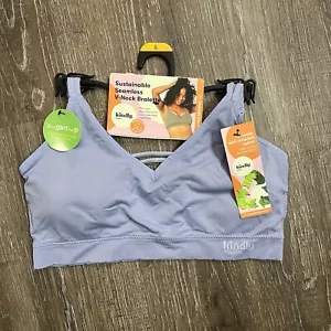 Kindly Yours Women's Seamless Pullover V-Neck Bralette - Large Purple Impression - Picture 1 of 8