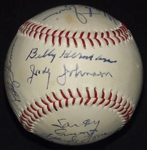 Pee Wee Reese Judy Johnson Earl Averill Signed Autographed Baseball JSA AH LOA! - Picture 1 of 7