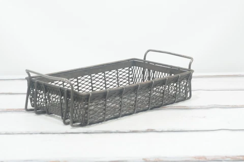 Wire . Mesh Basket Industrial Vintage Medium Size Metal industrial Basket #4 Cover