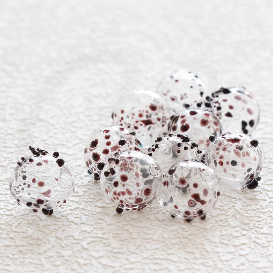 Cuentas de vidrio huecas casi redondas sopladas a mano de 4 piezas - redondas con baches con púrpura (19H4) Foto 1 de 1