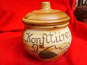 Bunzlauer Keramik Konfitüre Topf Unikat Handarbeit weißer Ton - Picture 1 of 9