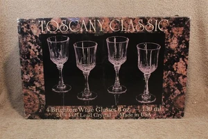 TOSCANY CLASSIC 4 BRIGHTON WINE GLASSES 6 OZ - 130ML 34% FULL LEAD CRYSTAL - Picture 1 of 3