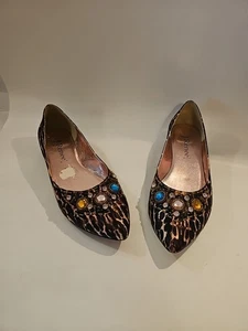 J. Renee braun creme braun Stein verziert Ballerinas Größe 10 - Bild 1 von 18