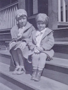 Vintage Photo Film Negative Two Pretty Young Girls on Steps Children 1920s - Picture 1 of 3