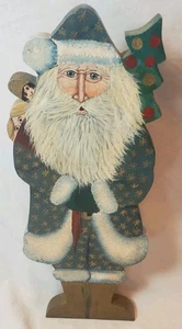 Arte popular Papá Noel de colección 1990 madera tallada pintada a mano Papá Noel ganso - Imagen 1 de 15