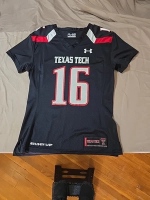 Camiseta deportiva juvenil mediana negra auténtica Texas Tech cuello en V Foto 1 de 4